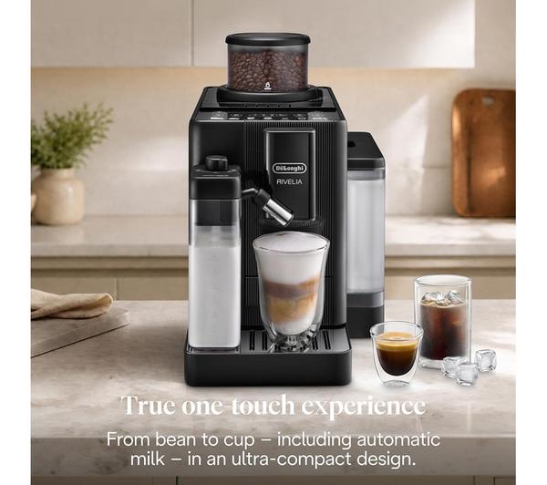 Whole Bean DeLonghi Rivelia Black Automatic Coffee Machine