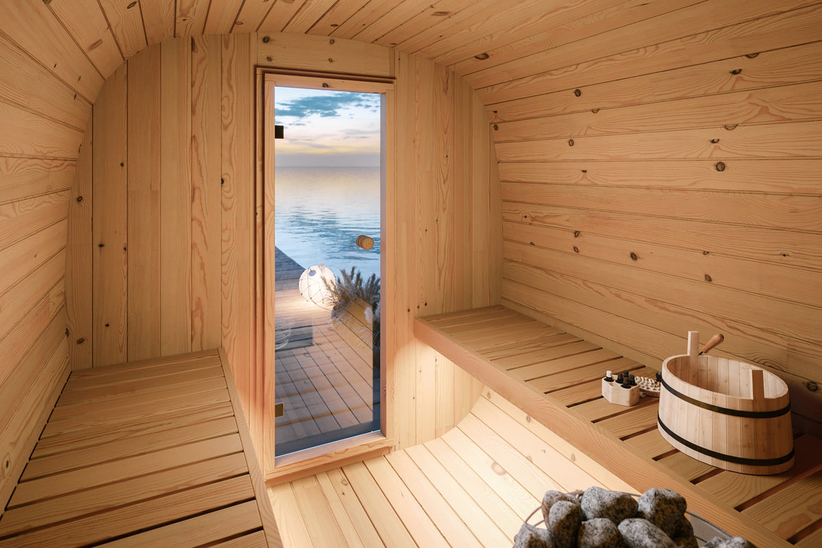 Authentic Nordic Spruce Barrel Sauna For Garden Wellness
