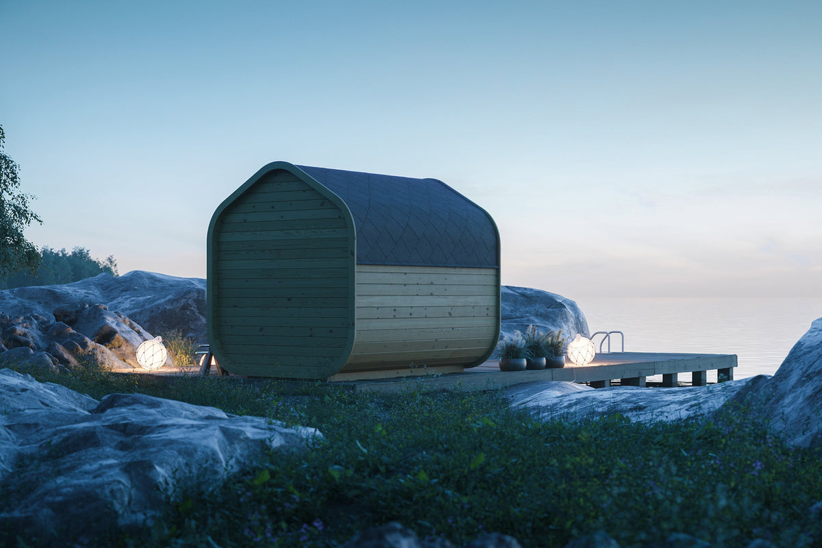 Authentic Nordic Thermowood Garden Sauna Cabin With Terrace
