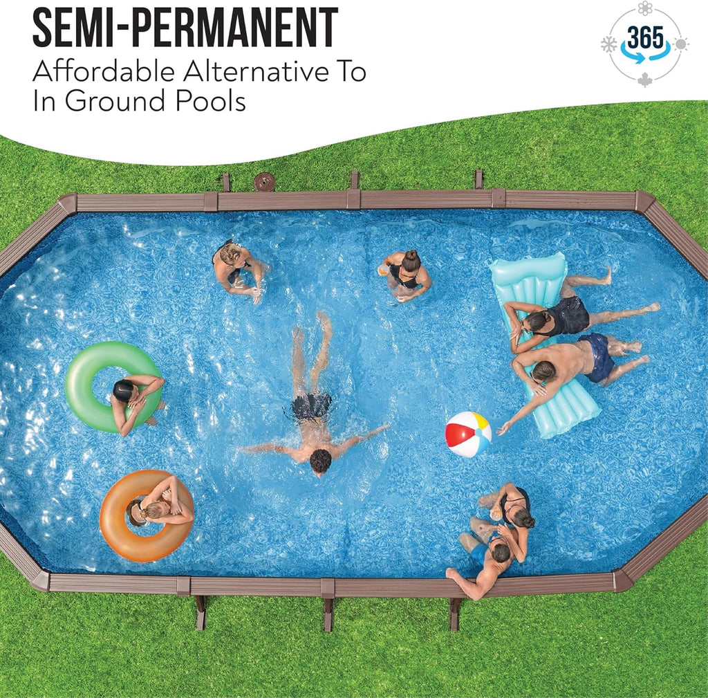 24ft Oval Above Ground Steel Wall Swimming Pool Set with Sand Filter Pump