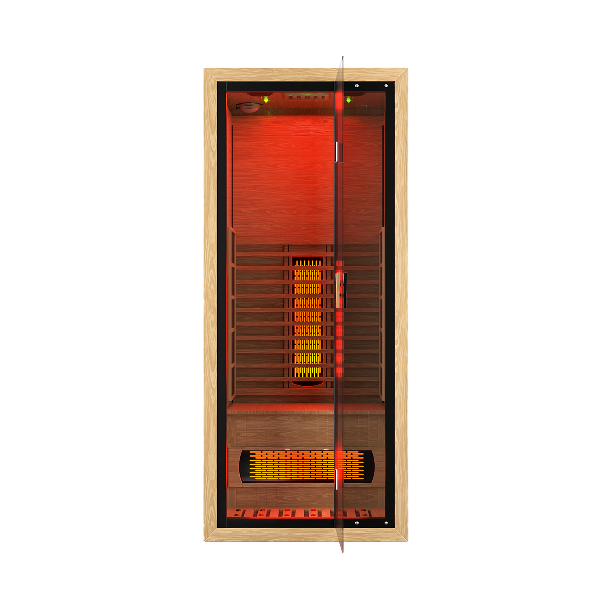 Premium Natural Wood Infrared Sauna With Red Light Therapy